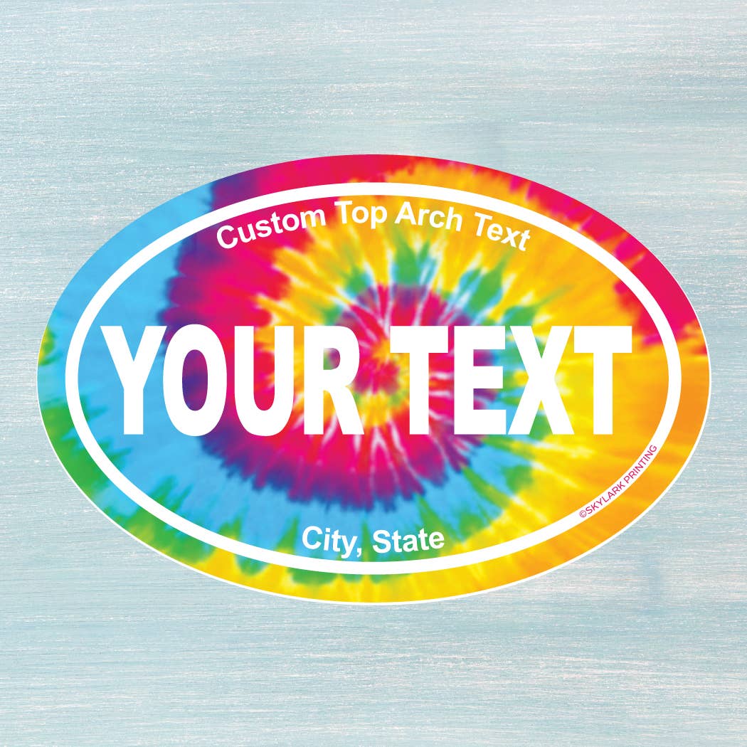 Tie Dye Euro Oval Souvenir Stickers