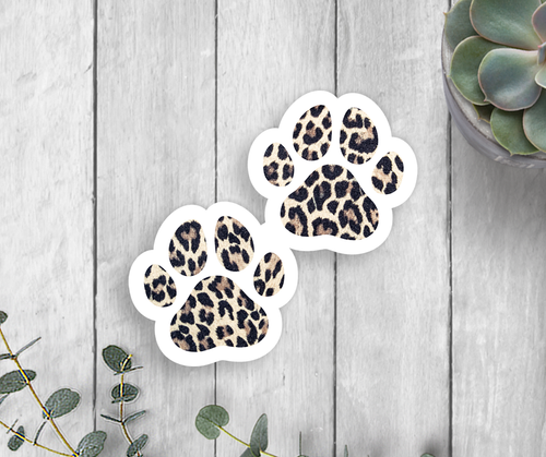 Leopard Print Paws Vinyl Sticker