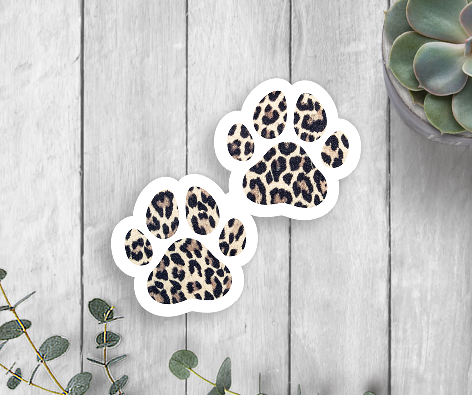 Leopard Print Paws Vinyl Sticker