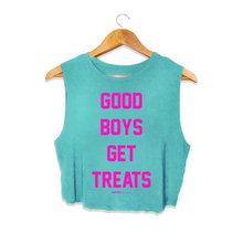 Load image into Gallery viewer, Good Boys Get Treats Crop Tank| Pink Font | Gift for Dog Lovers